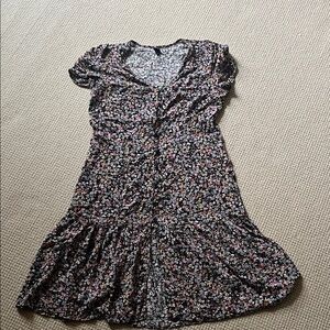 Wild Fable Floral Print Midi Dress - Black and Pink